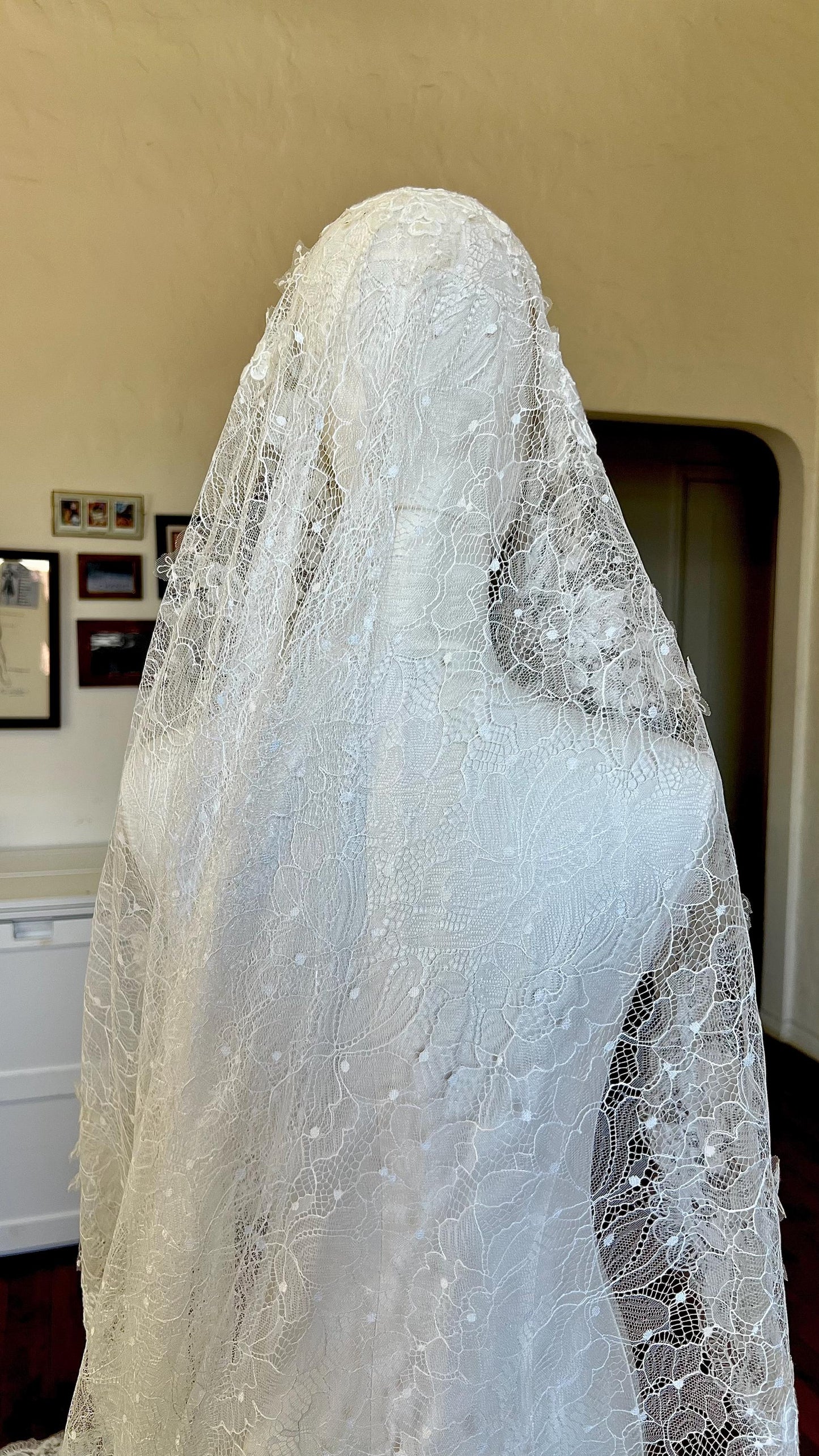 WHEN PETALS FALL Mantilla Veil | Scallop Lace Mantilla Bridal Veil, Chapel Veil, Mantilla
