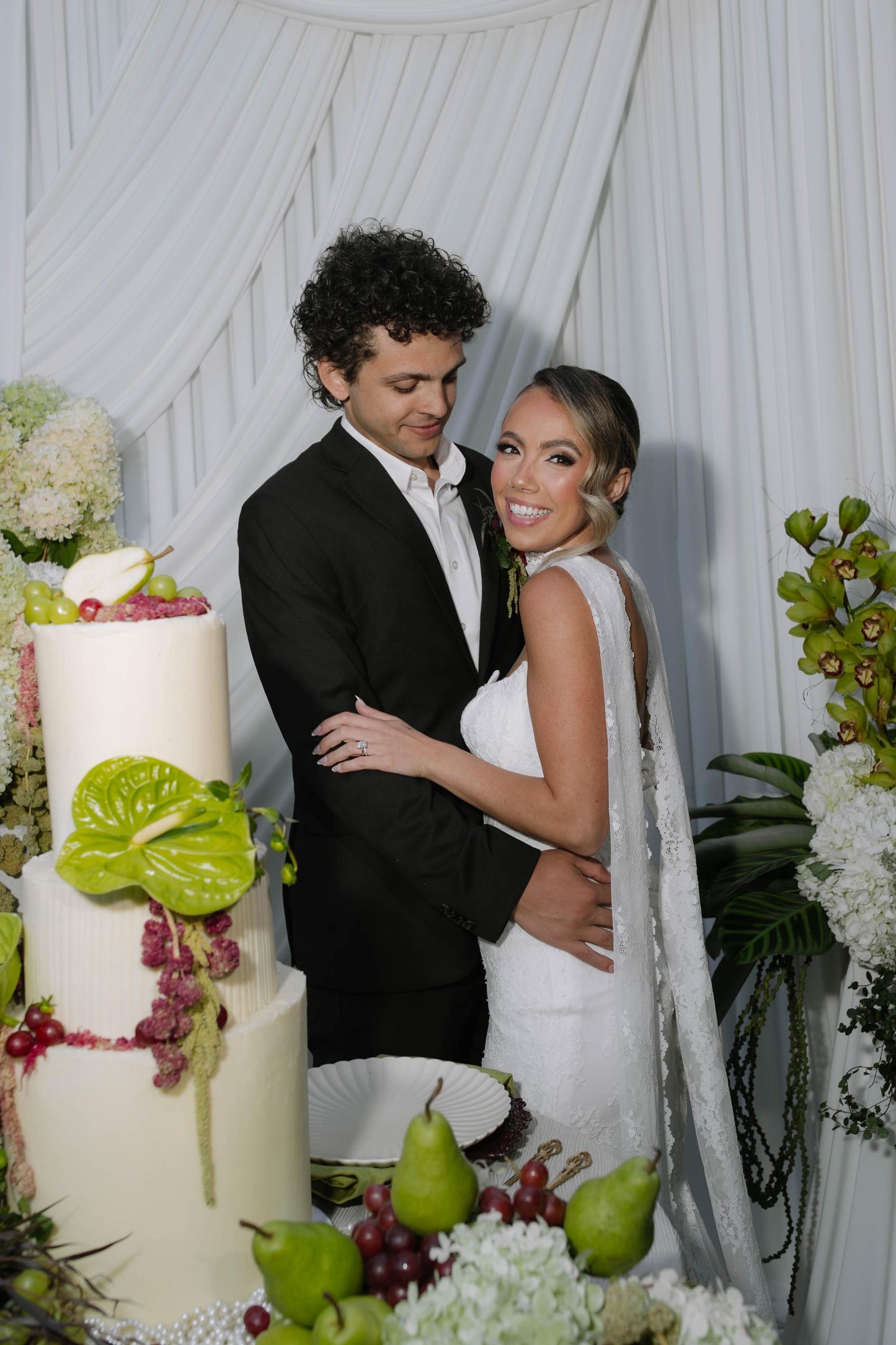 LACE EMBRACE | Lace Edge Bridal Scarf, Knee Length Wedding Shawl